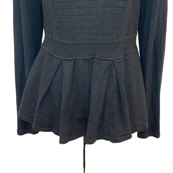 Anthropologie Angel of the North Black Peplum Long Sleeve Sweater - Picture 6 of 8